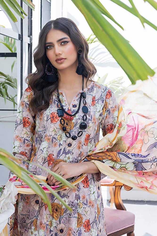 Gul Ahmed Printed Lawn Unstitched 3Pc Suit