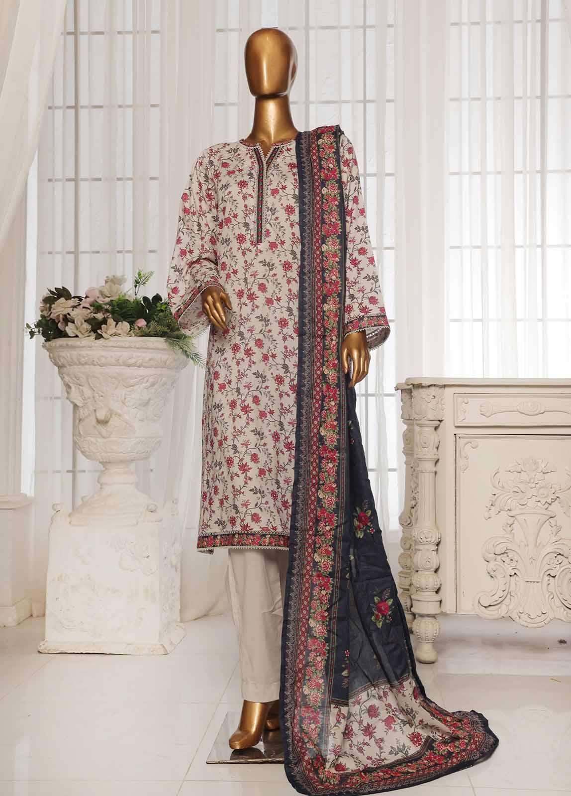 Bin Saeed Printed Lawn Stitched 3 Piece Suit