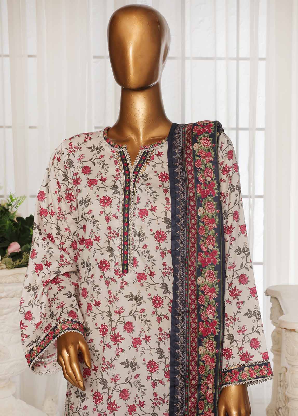 Bin Saeed Printed Lawn Stitched 3 Piece Suit