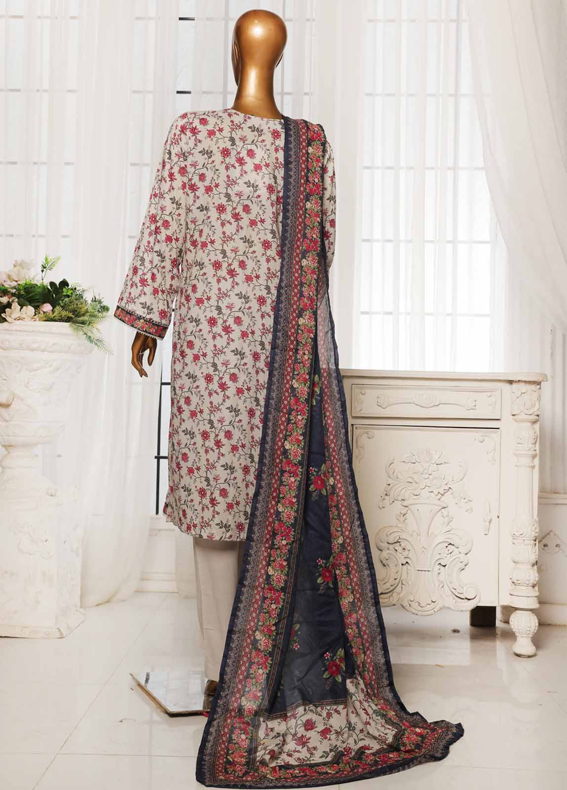 Bin Saeed Printed Lawn Stitched 3 Piece Suit
