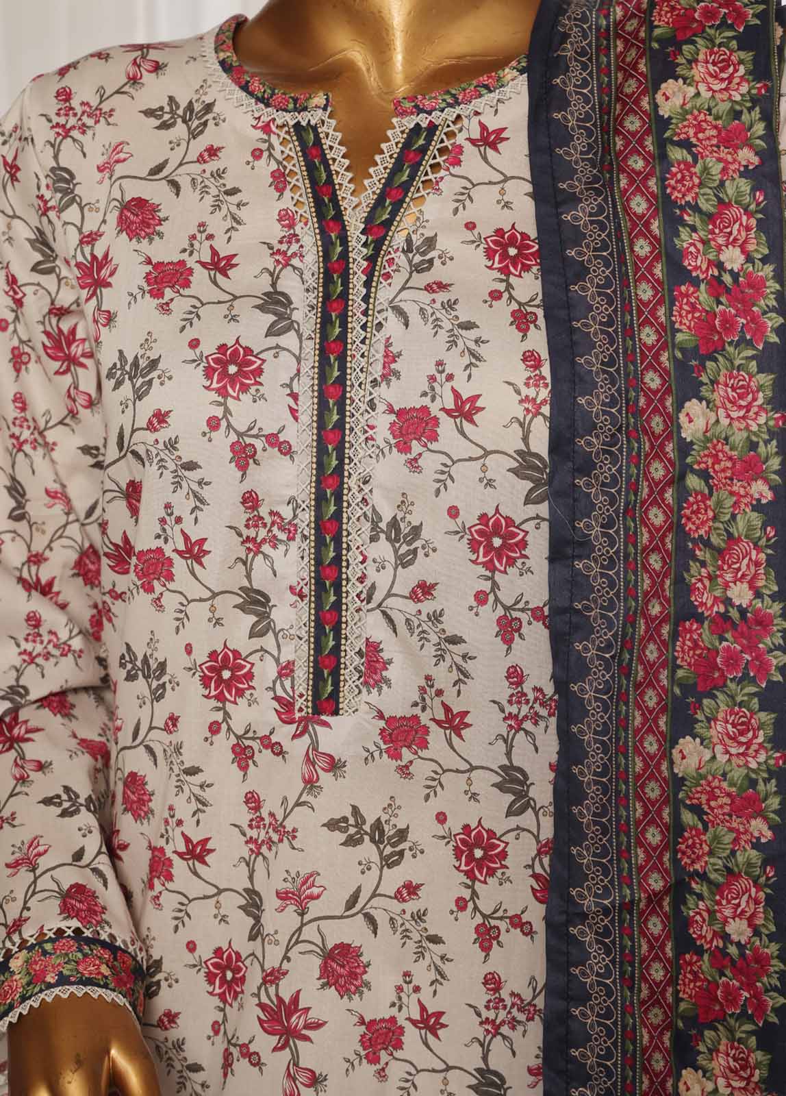 Bin Saeed Printed Lawn Stitched 3 Piece Suit