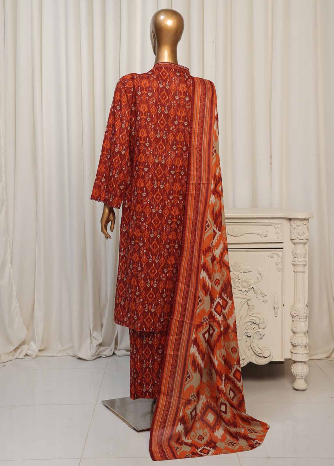 Bin Saeed Printed Lawn Stitched 3 Piece Suit