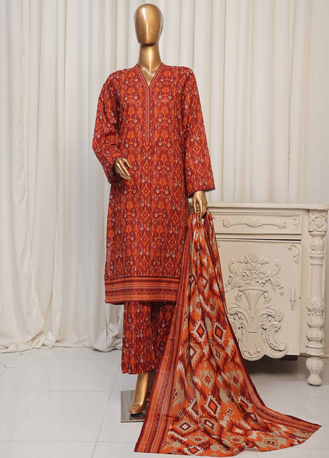 Bin Saeed Printed Lawn Stitched 3 Piece Suit