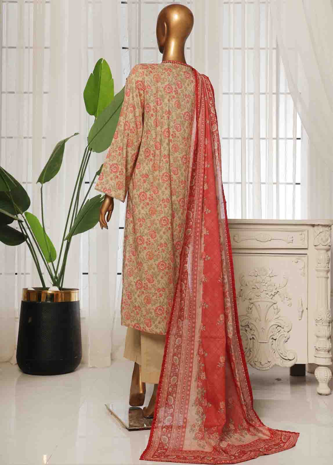 Bin Saeed Printed Lawn Stitched 3 Piece Suit