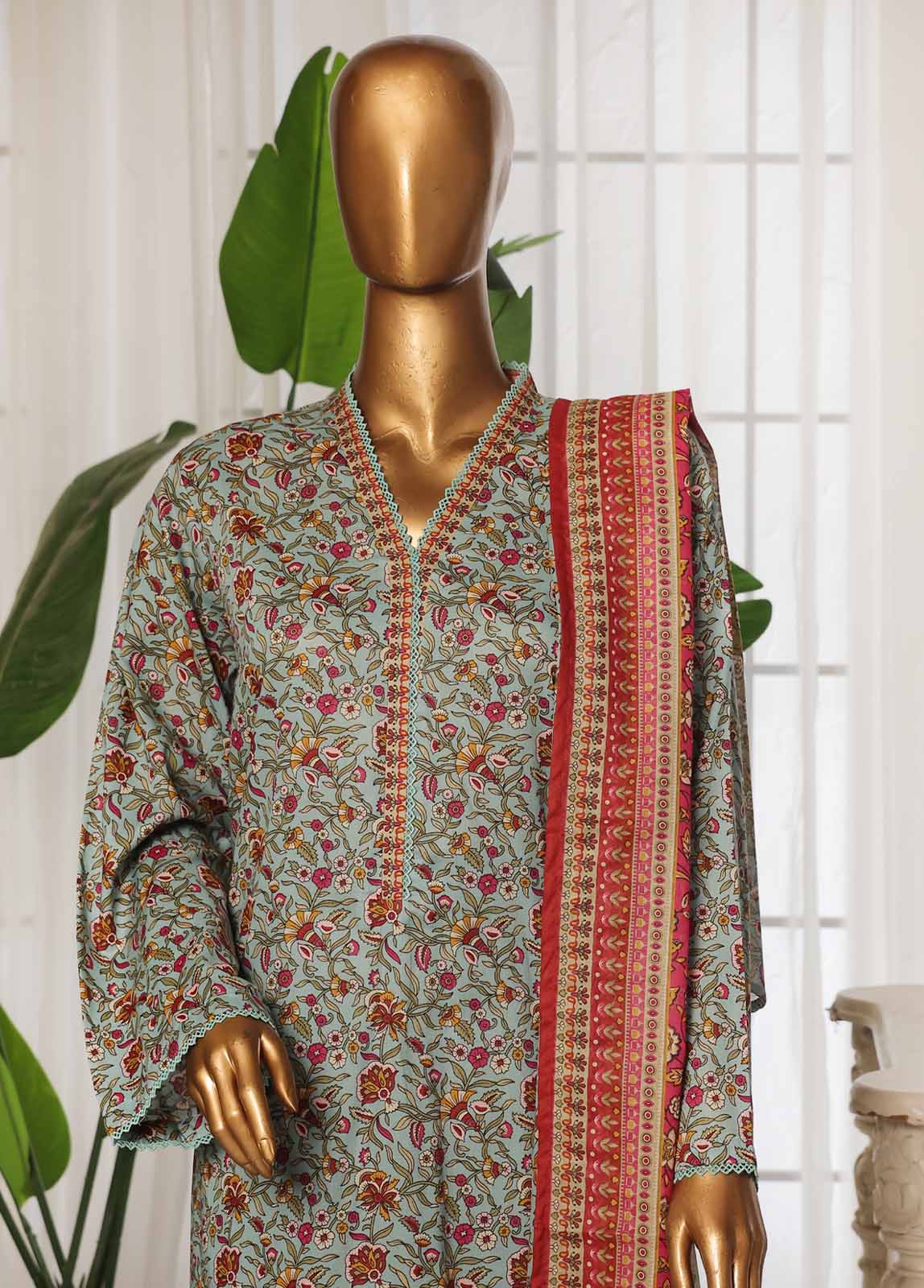 Bin Saeed Printed Lawn Stitched 3 Piece Suit