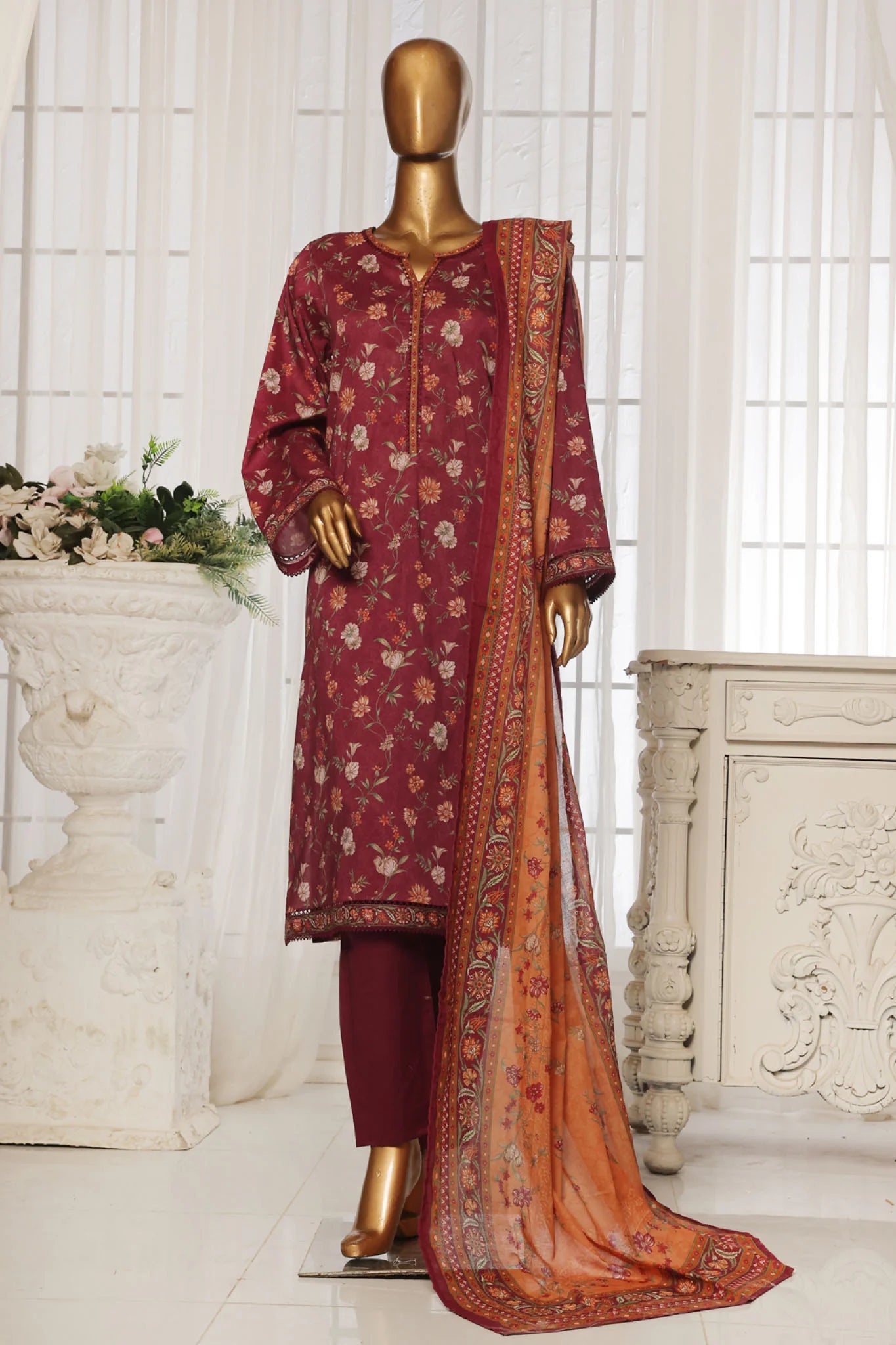 Bin Saeed Printed Lawn Stitched 3 Piece Suit
