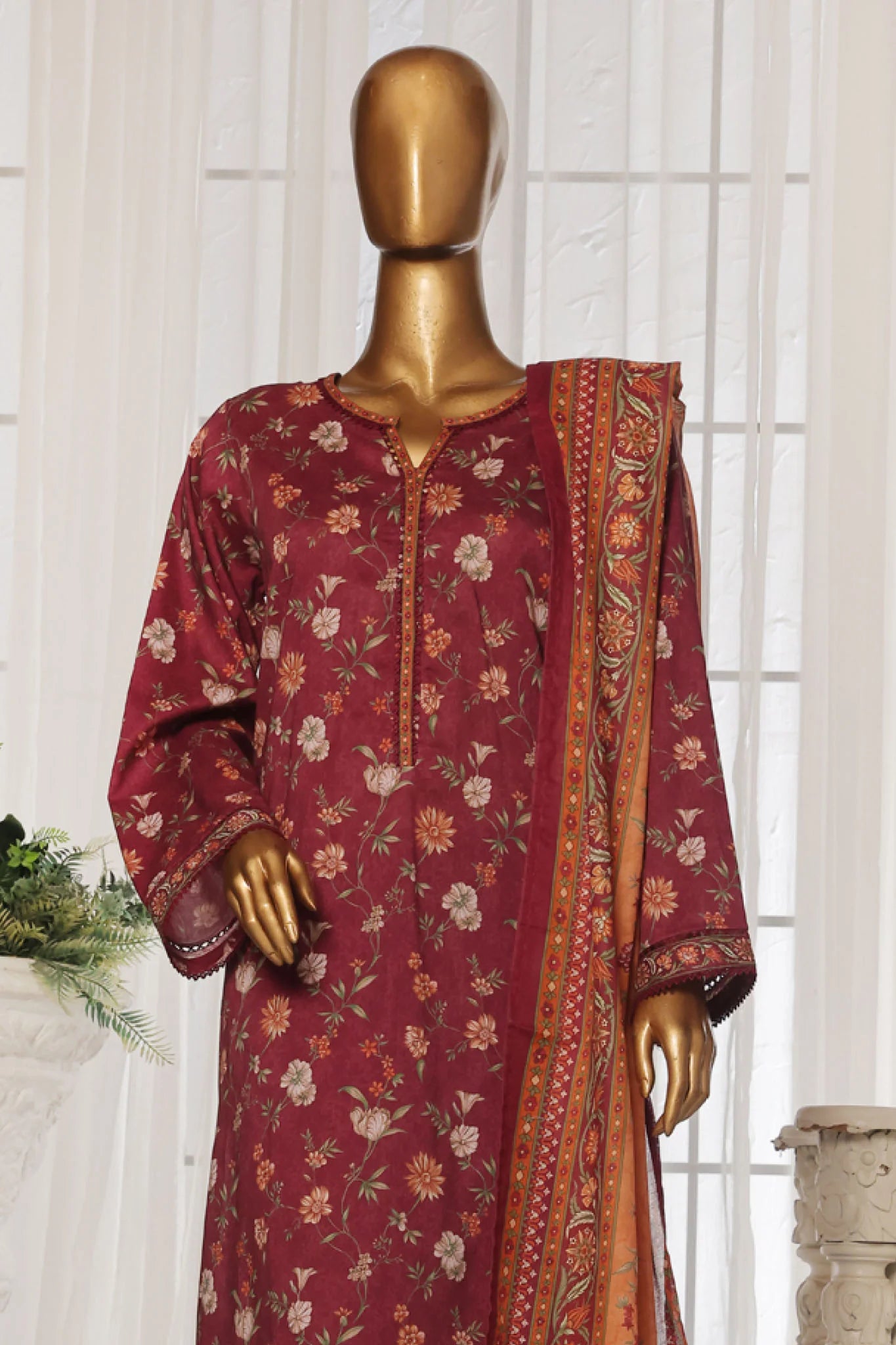 Bin Saeed Printed Lawn Stitched 3 Piece Suit