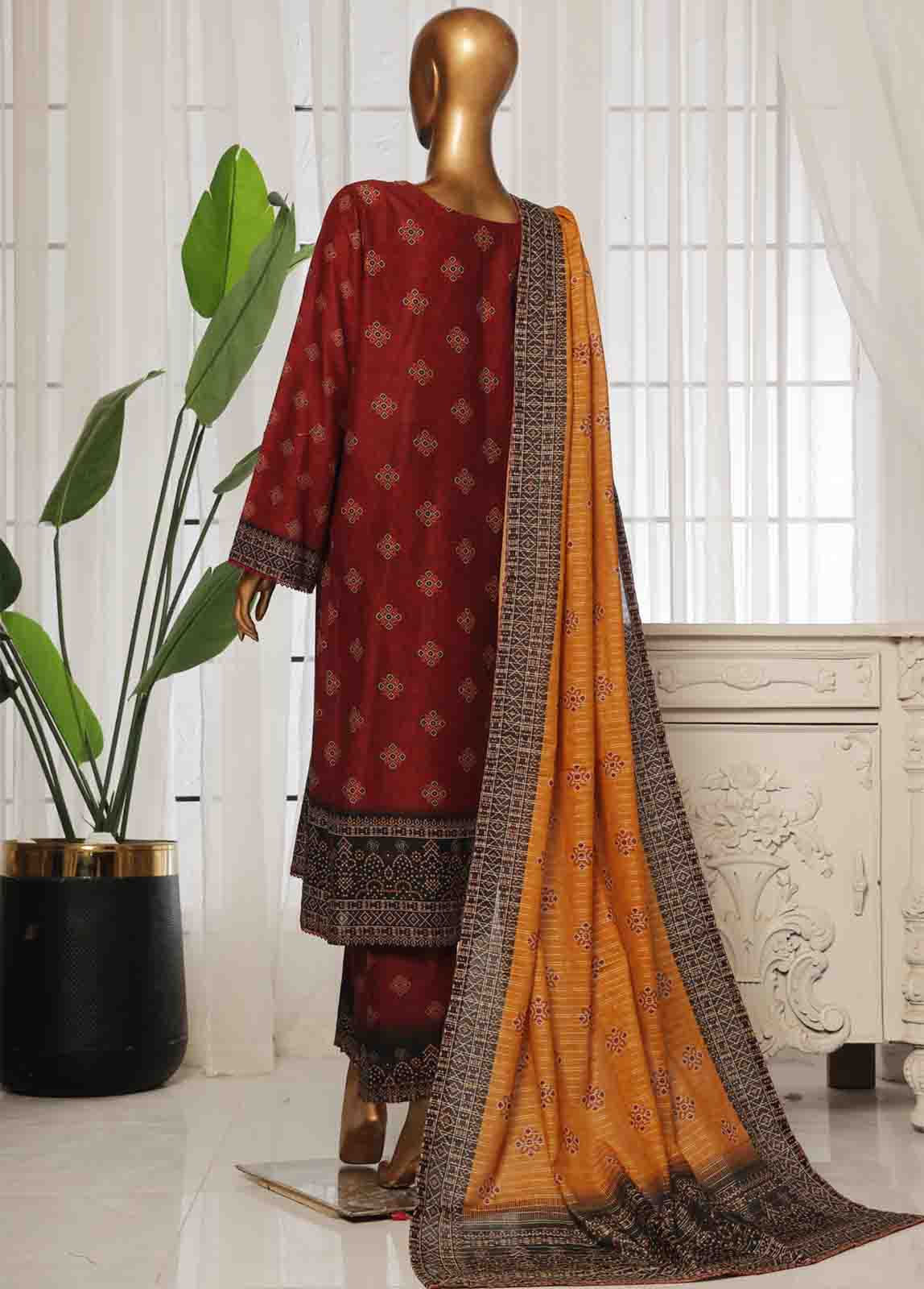 Bin Saeed Printed Lawn Stitched 3 Piece Suit