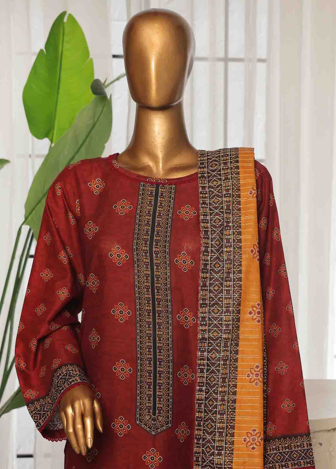 Bin Saeed Printed Lawn Stitched 3 Piece Suit