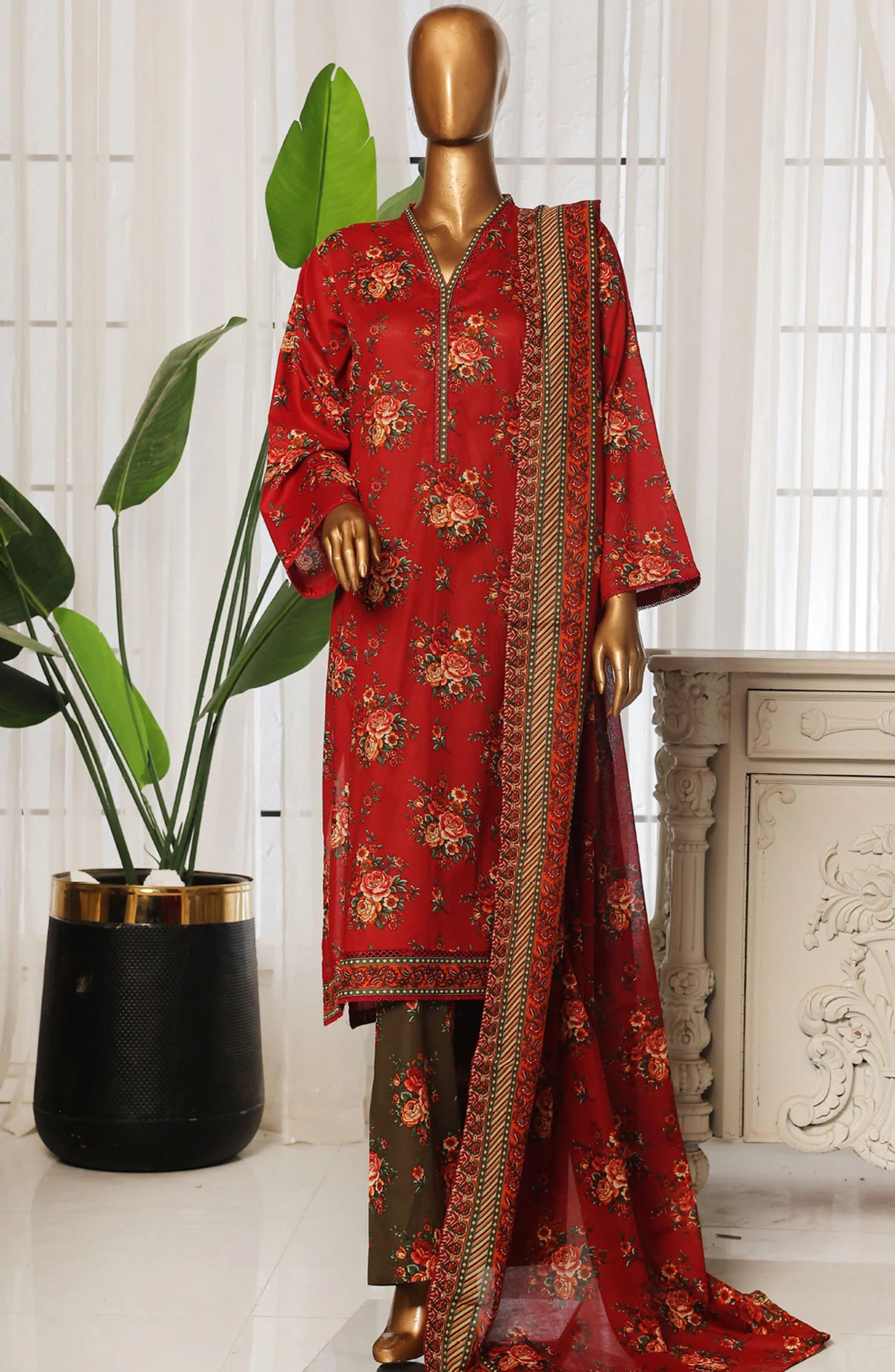 Bin Saeed Printed Lawn Stitched 3 Piece Suit