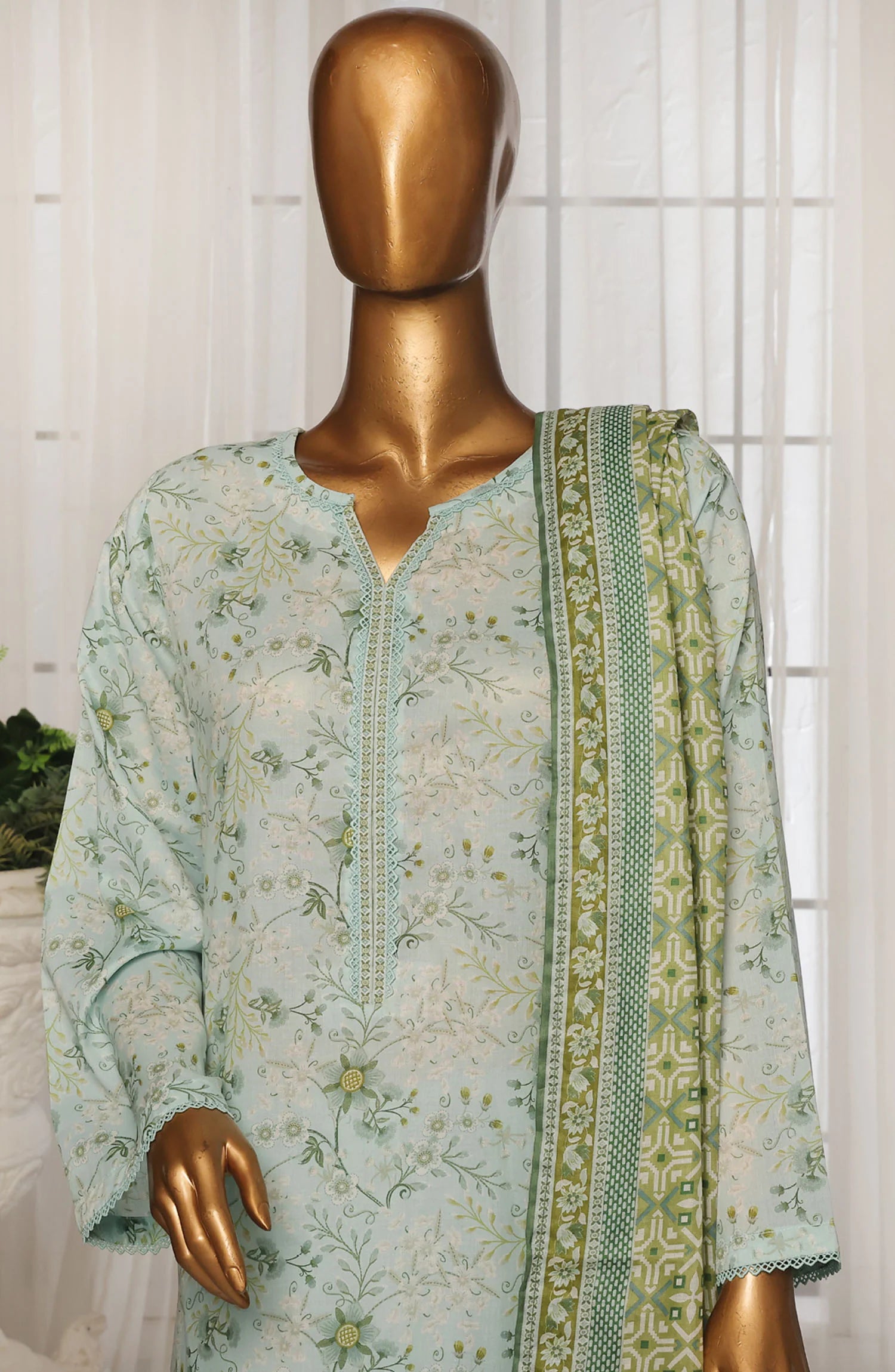 Bin Saeed Printed Lawn Stitched 3 Piece Suit