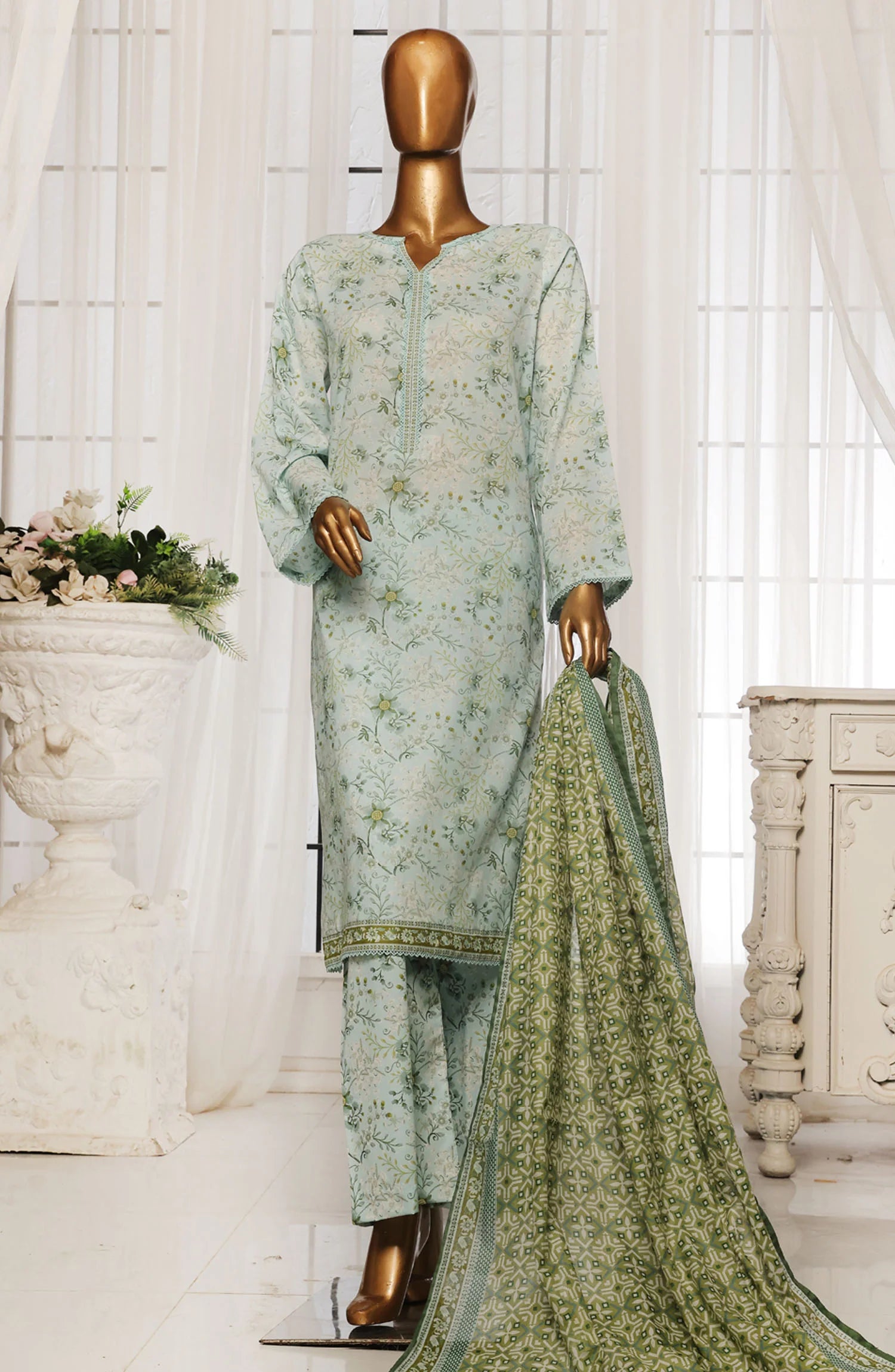 Bin Saeed Printed Lawn Stitched 3 Piece Suit