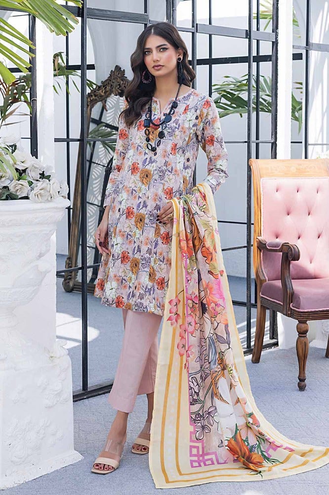 Gul Ahmed Printed Lawn Unstitched 3Pc Suit