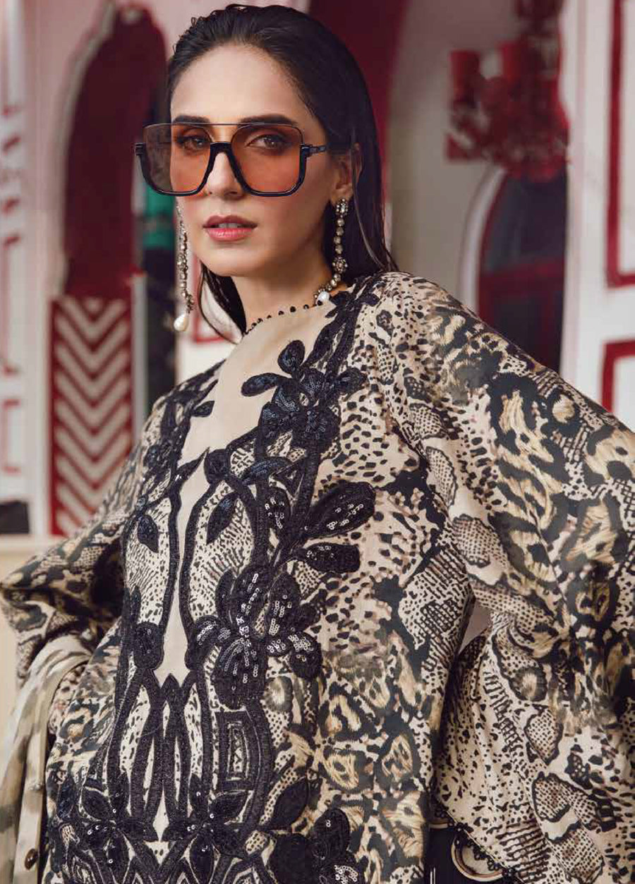 M Prints by Maria B Embroidered Suits Unstitched 3 Piece MB25FE D-2B - Winter Collection