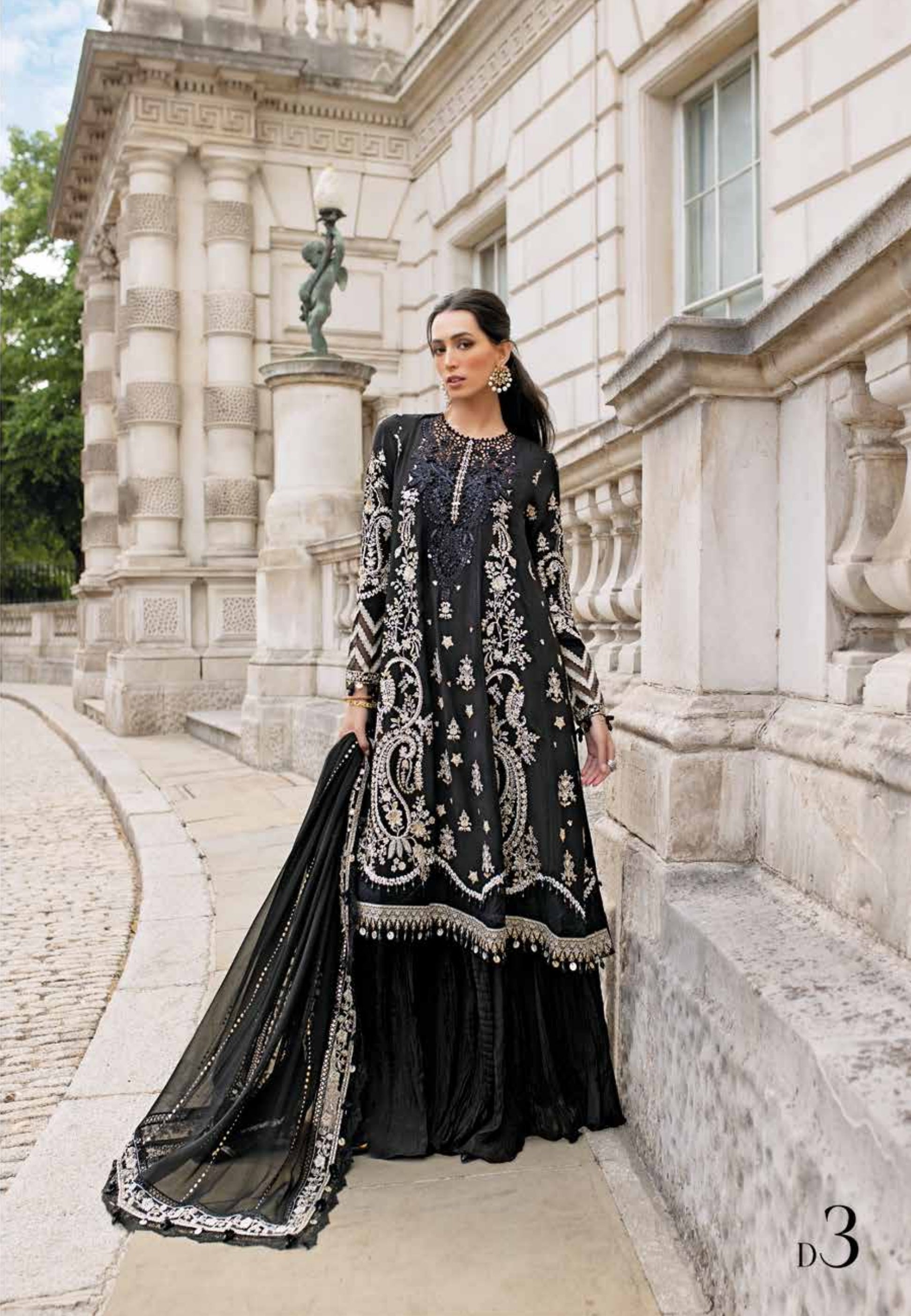 Soiree by Maria B Unstitched Raw Silk Embroidered Suits 3 Piece MB25SF D-3 - Formals Collection