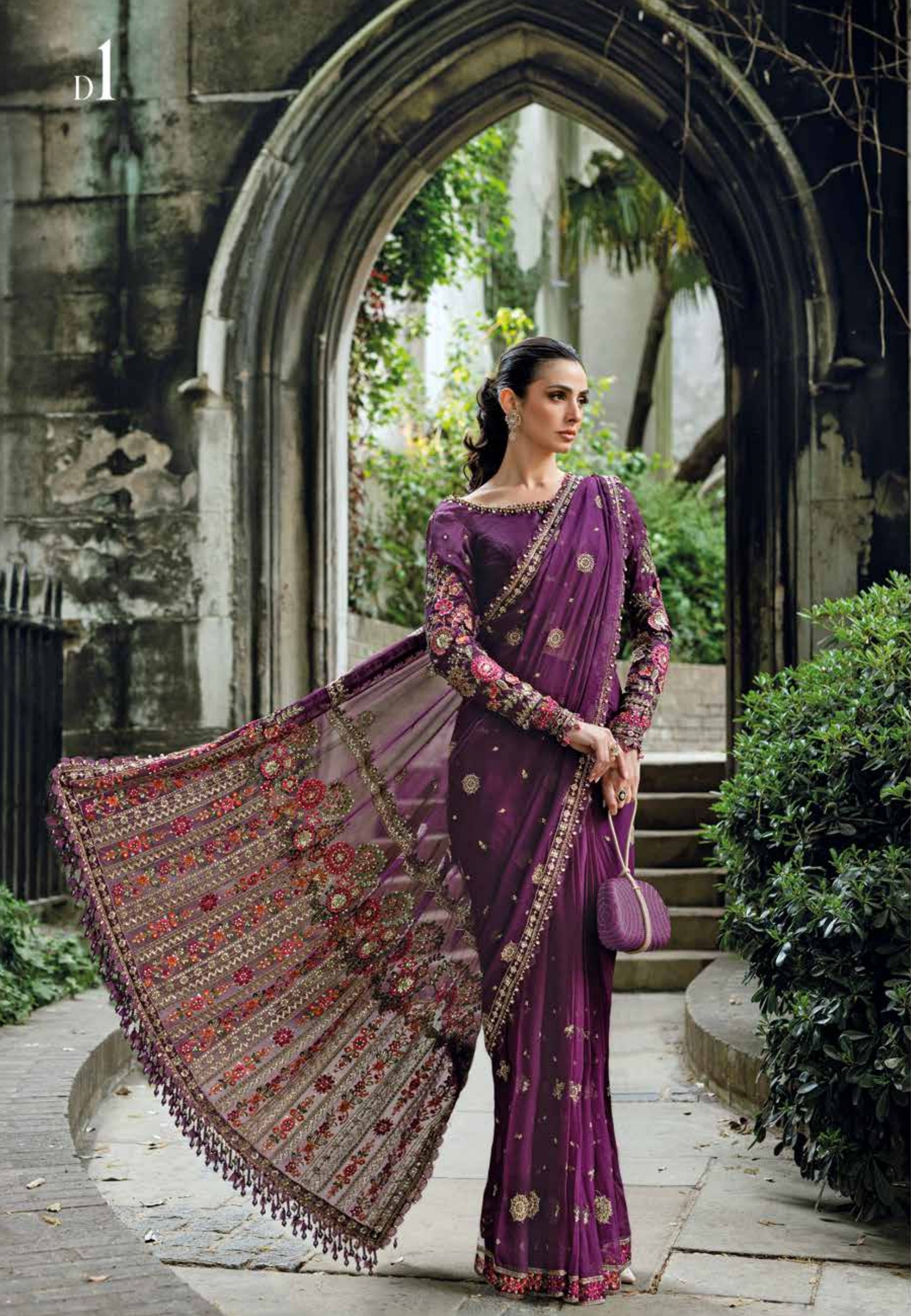 Soiree by Maria B Unstitched Raw Silk Embroidered Suits 3 Piece MB25SF D-1 - Formals Collection