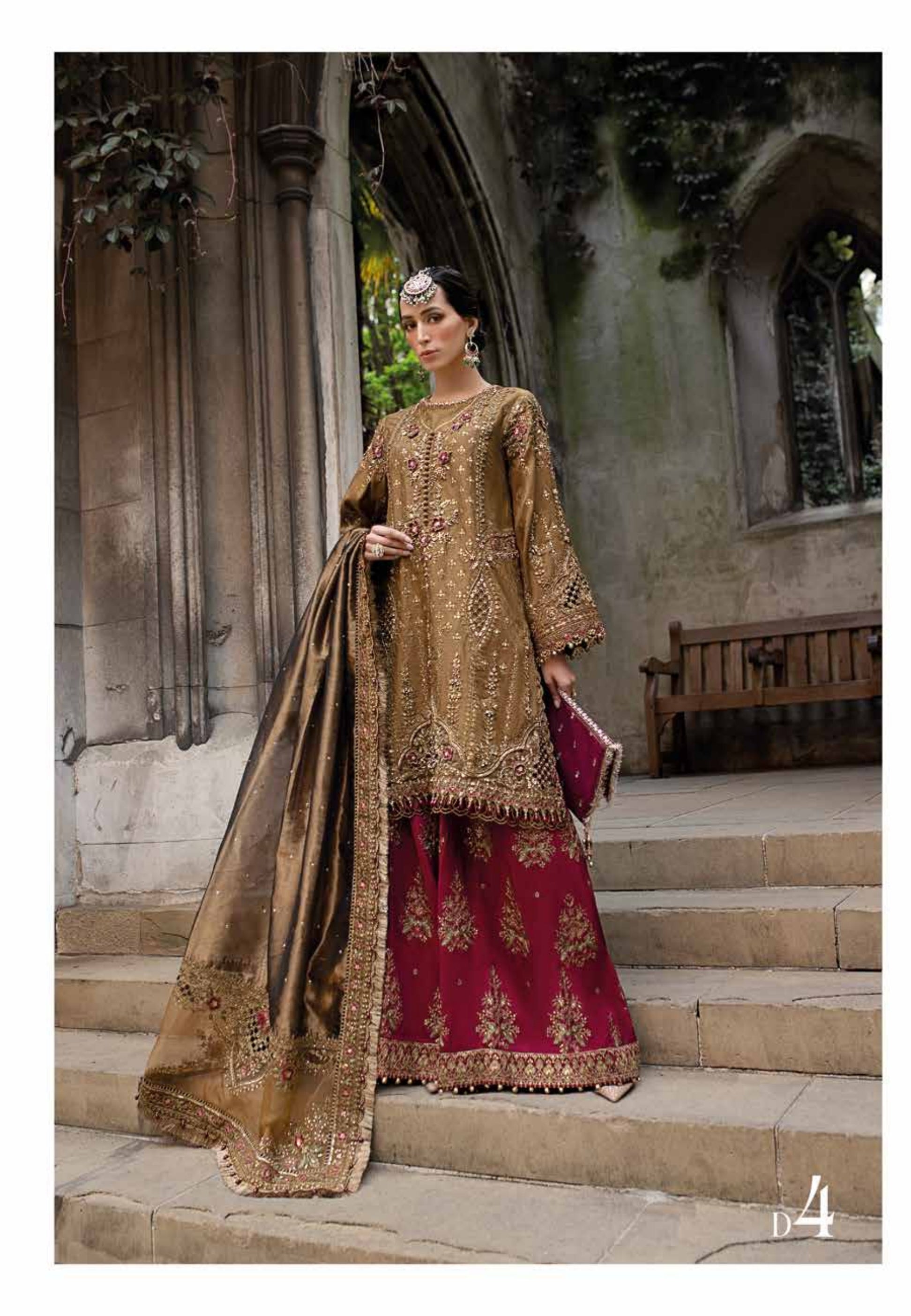 Soiree by Maria B Unstitched Raw Silk Embroidered Suits 3 Piece MB25SF D-4 - Formals Collection