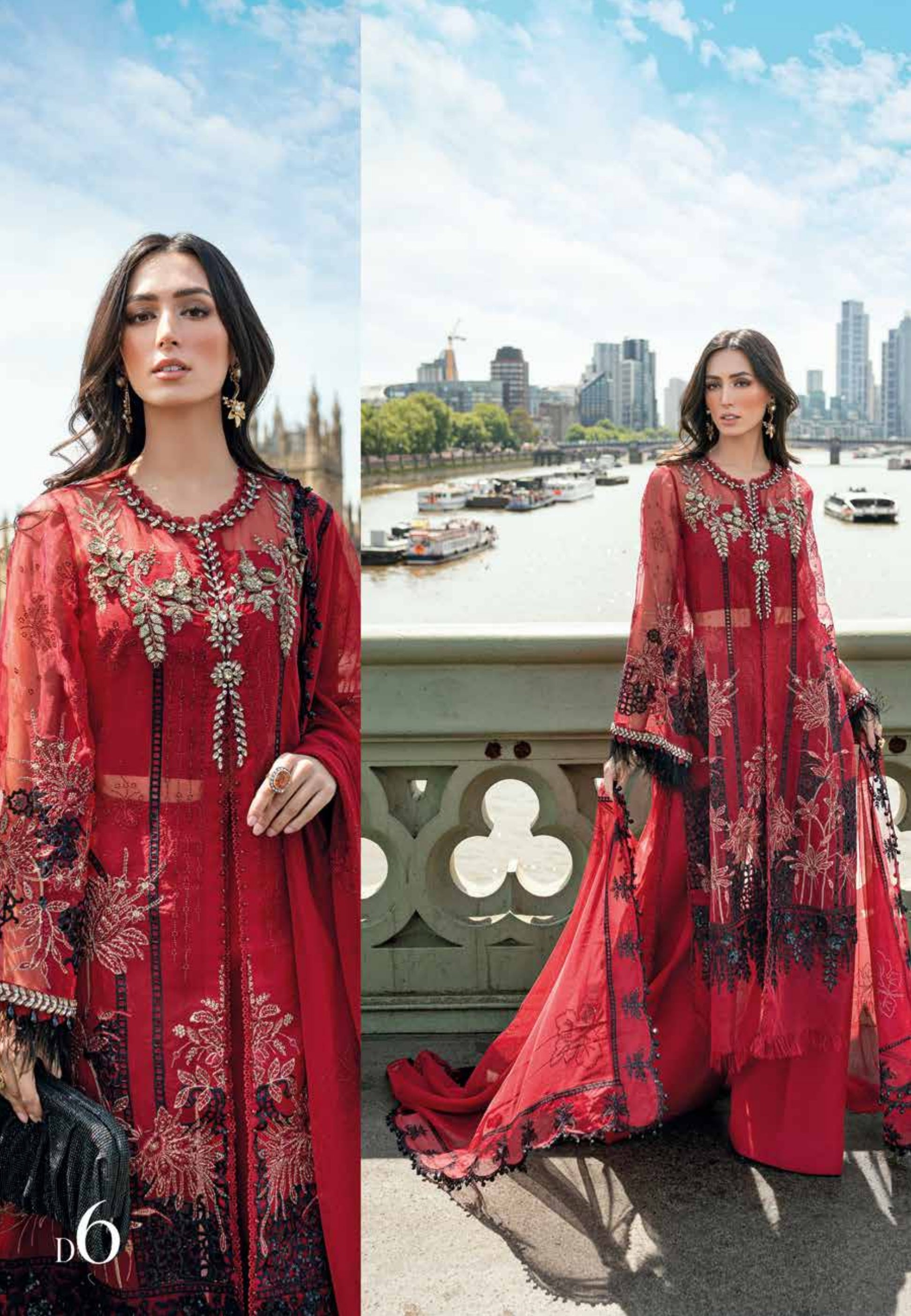 Soiree by Maria B Unstitched Net Embroidered Suits 3 Piece MB25SF D-6 - Formals Collection