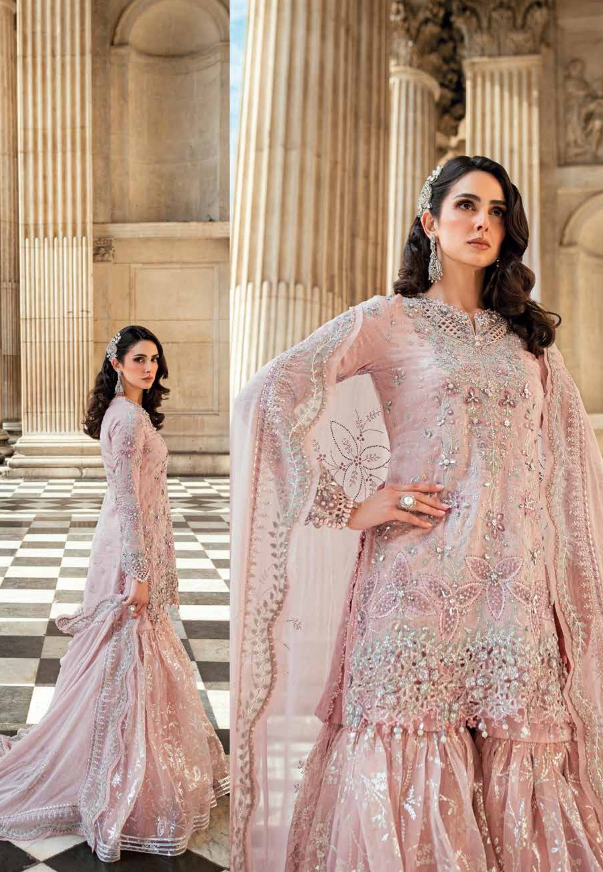 Soiree by Maria B Unstitched Raw Silk Embroidered Suits 3 Piece MB25SF D-5 - Formals Collection