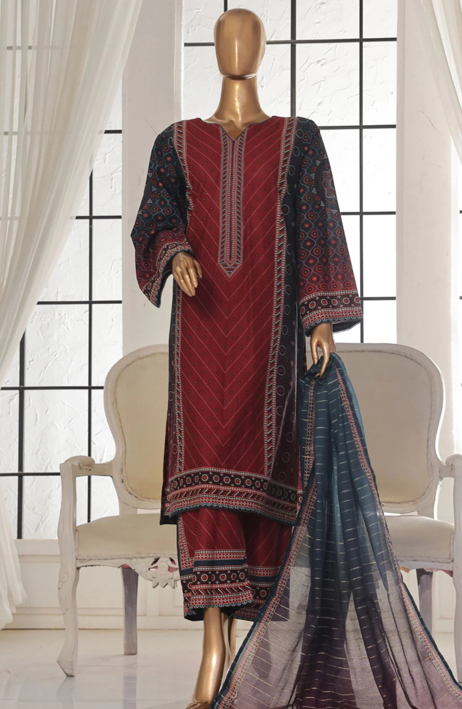Bin Saeed Printed Lawn Stitched 3 Piece Suit